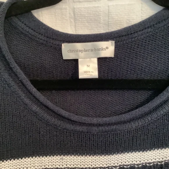 Christopher Banks Ladies Pullover Sweater Blue/Green/White Size M - Picture 3 of 5